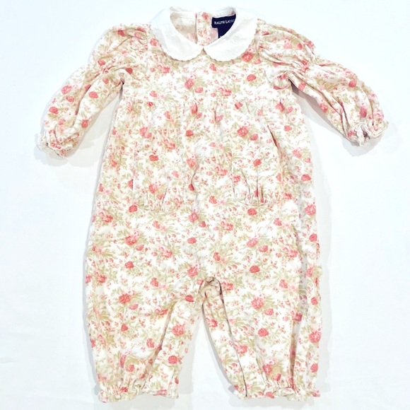 Ralph Lauren Other - Vintage Ralph Lauren Velour Coverall Girls Medium Floral All-in-One Romper Fall